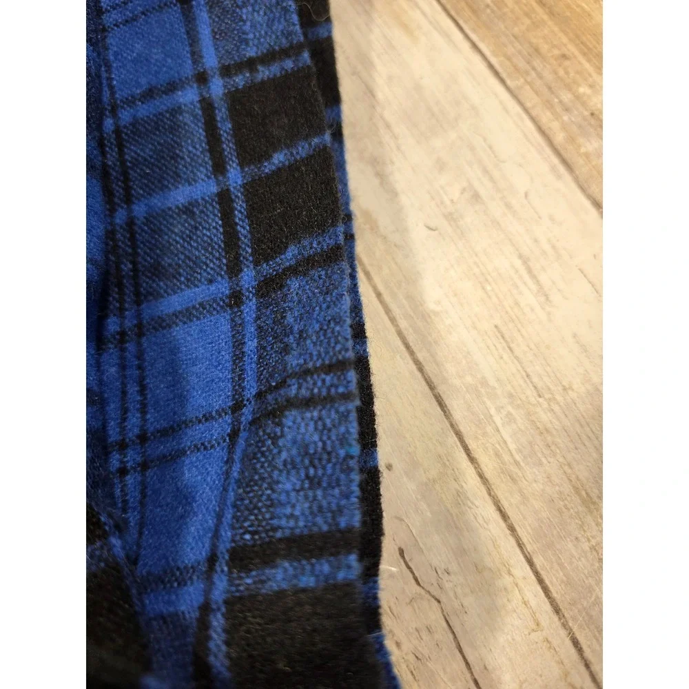 Blue Black Plaid Woven Fabric 64